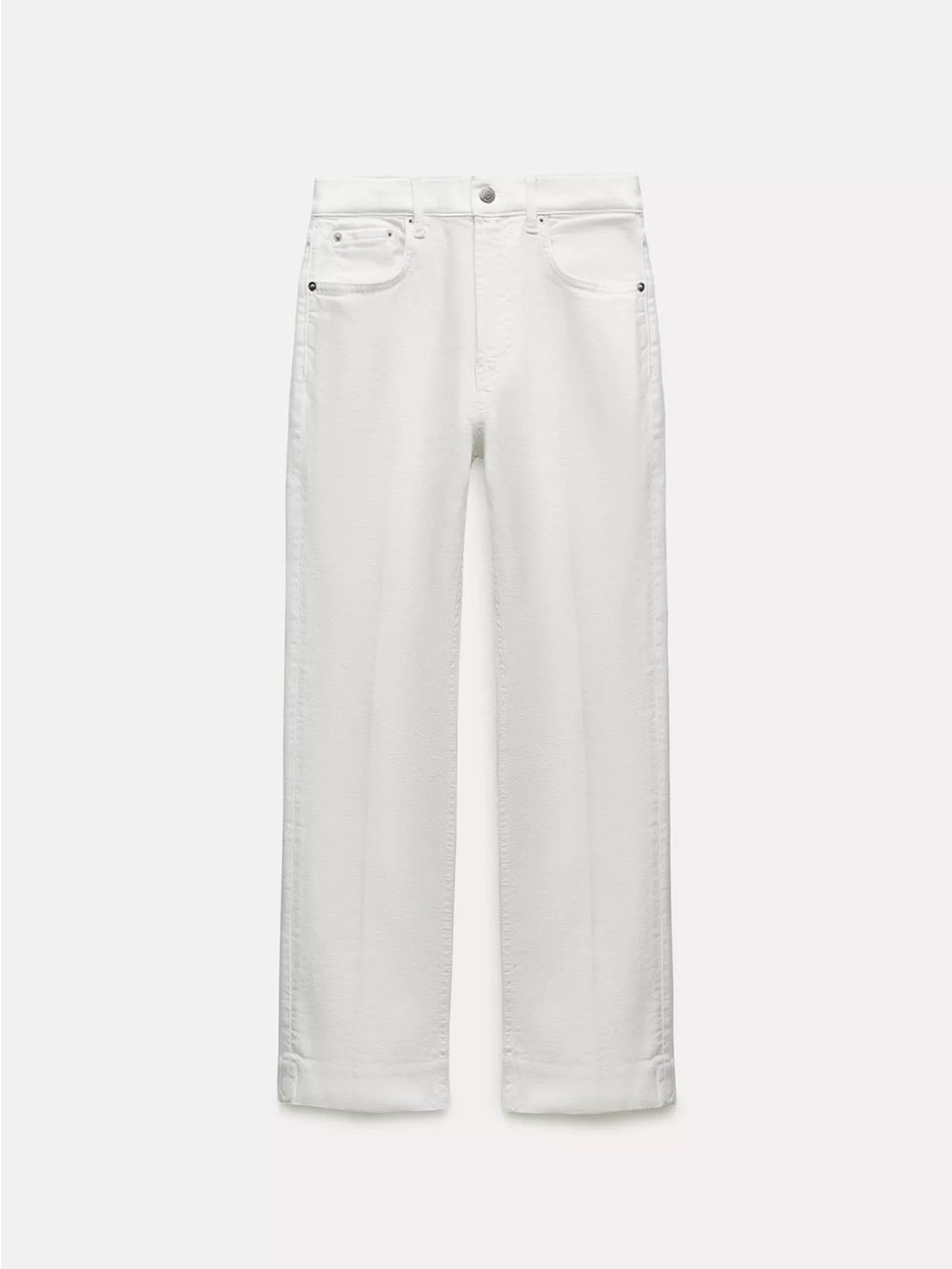 Zara - ZW Collection - High Waist Cropped Bootcut Jean - White - Size 0